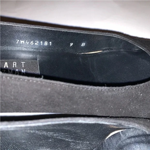 Vintage Stuart Weitzman Black Suede Mirrored Heels Square Toe Women’s Sz 9 - Picture 4 of 6